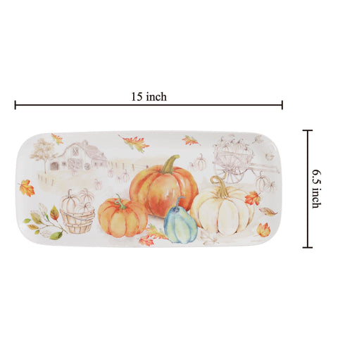 Pumpkin Season 15" Melamine Rectangle Tray (Supreme Housewares)