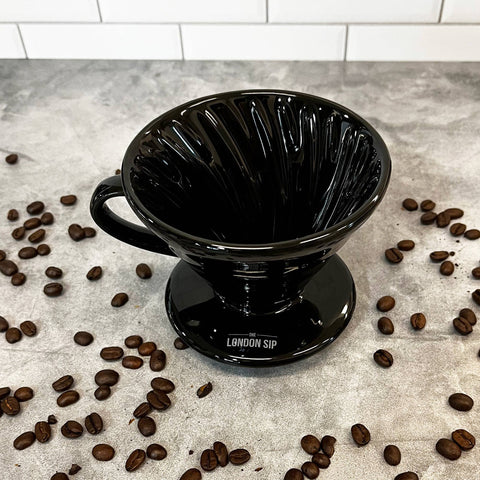 London Sip Ceramic Coffee Dripper, 1-2 Cup, Black (Kitchen Supply)