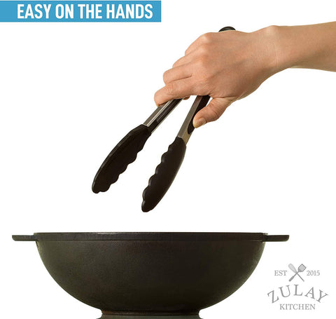 Premium Set of Stainless Steel Tongs for Cooking & Grilling (Zulay)