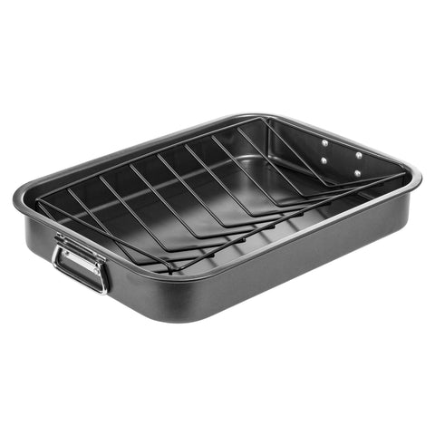 Nonstick Carbon Steel Roasting Pan with V-Style Rack (Lexi Home)
