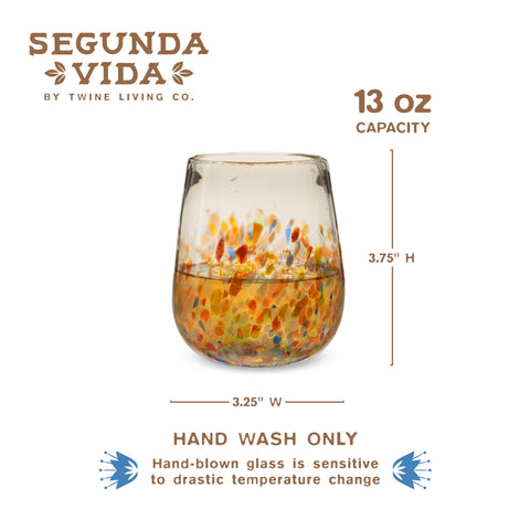 Artistico Recycled Glass Stemless Wine Glasses - Set of 2 (Twine)