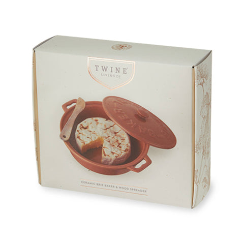 Terra Cotta Brie Baker with Wood Spreader (Twine)