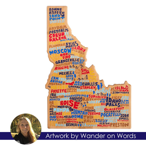 Idaho Cutting Board with Artwork by Wander on Words (Totally Bamboo)