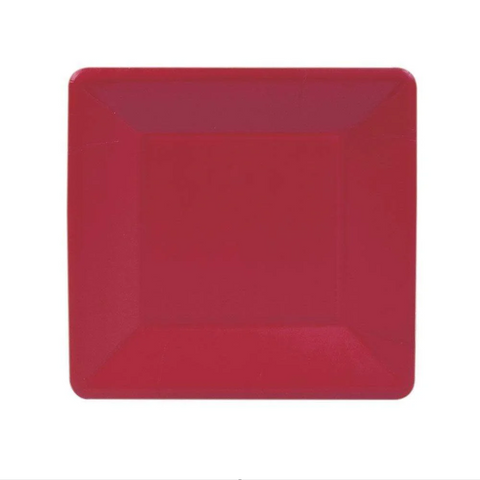 Grosgrain Square Paper Salad & Dessert Plates in Red (Caspari)