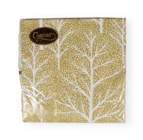 Luncheon Napkins Winter Trees Gold/White (Caspari)
