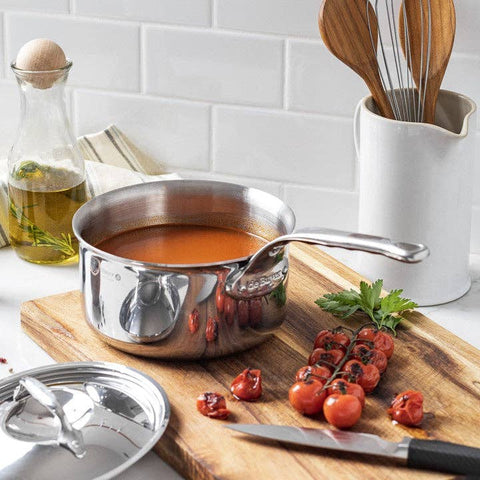 AFFINITY 5-ply Stainless Steel Saucepan: 8" 2.64 Q (De Buyer)