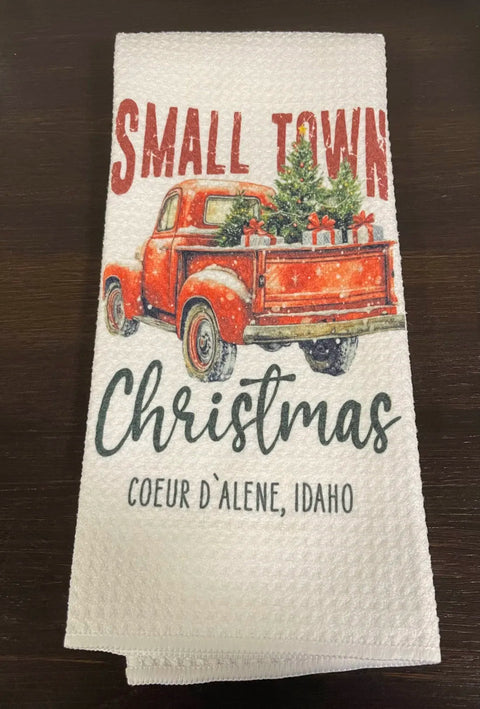 Small Town Christmas Coeur d'Alene Idaho (Kitchen Towel)