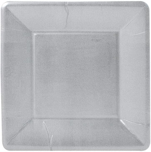 Small Square Plate Silver Leaf (Caspari)