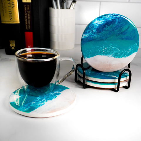 Ceramic Resin Coaster Carribean Blue (Lynn + Liana Designs)