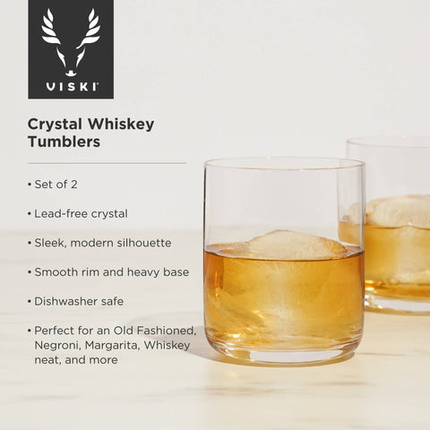 Raye Crystal Lowball Whiskey Tumblers - Set of 2 (Viski)