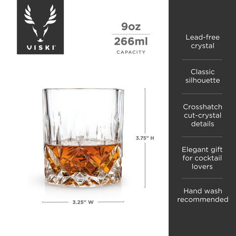 Admiral Stemless Crystal Lowball Tumblers - Set of 2 (Viski)
