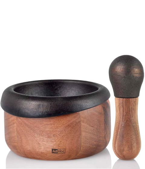 AdHoc Crush Wood and Cast Iron Mortar and Pestle (Cole & Mason)