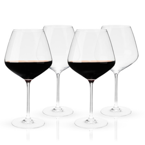 Reserve Inez European Crystal Burgundy Glasses - Set of 4 (Viski)