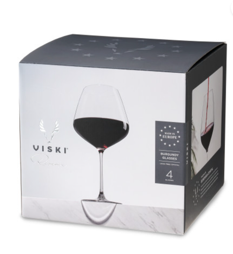 Reserve Inez European Crystal Burgundy Glasses - Set of 4 (Viski)