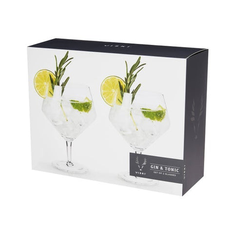 Raye Stemmed Angled Crystal Gin & Tonic Glasses - Set of 2 (Viski)