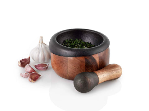 AdHoc Crush Wood and Cast Iron Mortar and Pestle (Cole & Mason)
