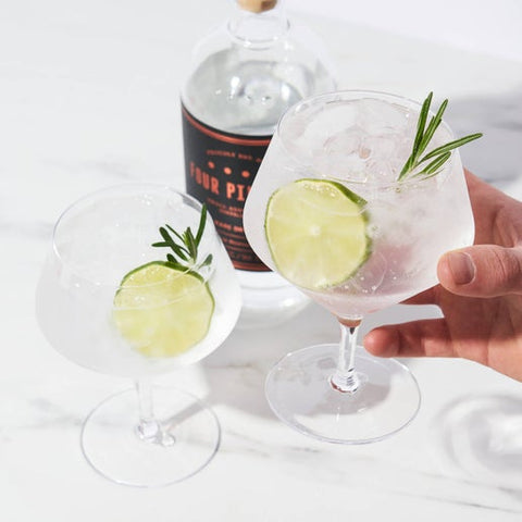 Raye Stemmed Angled Crystal Gin & Tonic Glasses - Set of 2 (Viski)