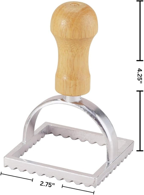 Ravioli Maker Stamp with Wooden Handle and Fluted Edge (Fante's)