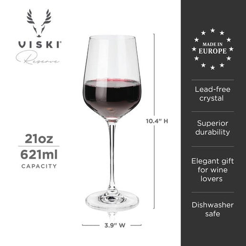 Reserve Inez European Crystal Bordeaux Glasses - Set of 4 (Viski)