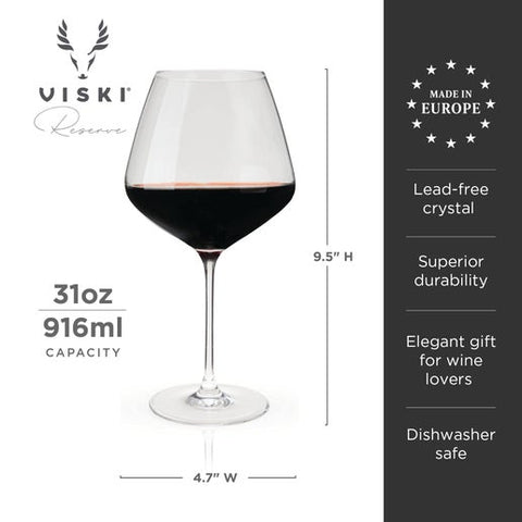 Reserve Inez European Crystal Burgundy Glasses - Set of 4 (Viski)