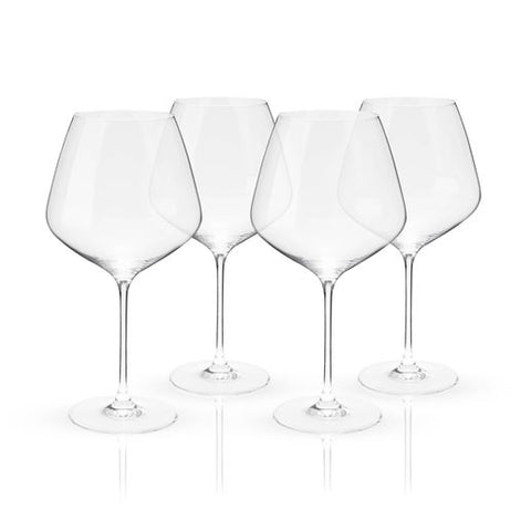 Reserve Inez European Crystal Burgundy Glasses - Set of 4 (Viski)