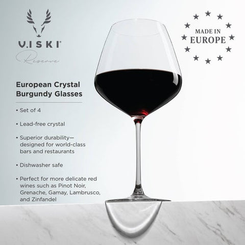 Reserve Inez European Crystal Burgundy Glasses - Set of 4 (Viski)