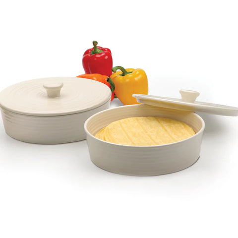 Tortilla Warmer Stoneware 8” White (RSVP)