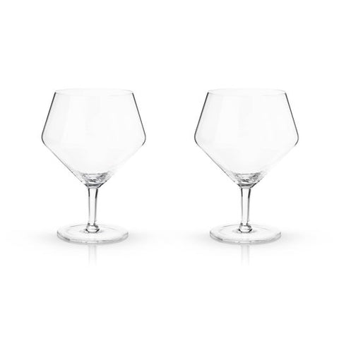 Raye Stemmed Angled Crystal Gin & Tonic Glasses - Set of 2 (Viski)