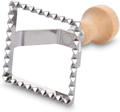 Ravioli Maker Stamp with Wooden Handle and Fluted Edge (Fante's)