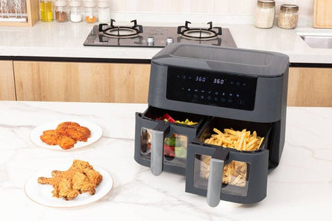 8.4 QT DUAL BASKET DIGITAL AIR FRYER (Holstein Housewares)