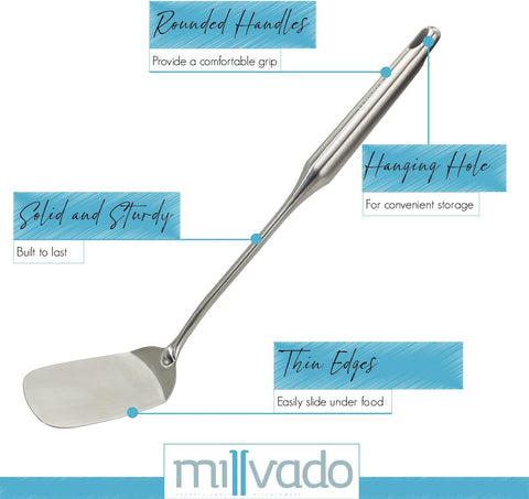 Stainless Steel Utensils, Solid Turner 15'' (Millvado)