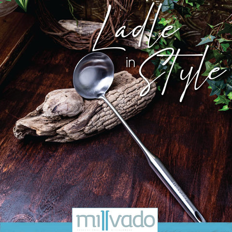 Stainless Steel Utensils, Soup Ladle 14'' (Millvado)