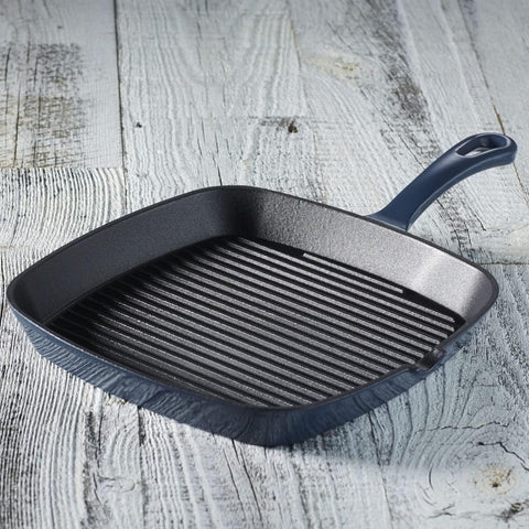 Cast Iron Square Grill Pan 9in Blue (Cuisinart)