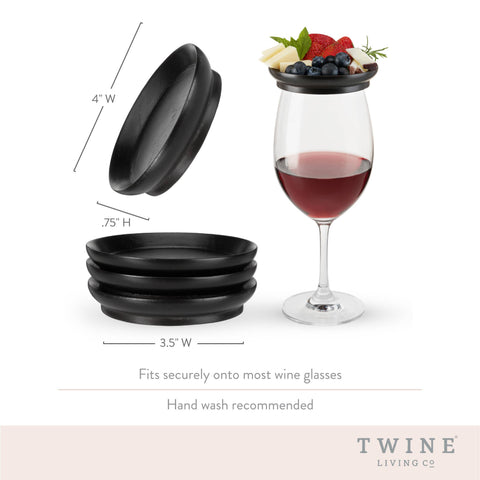 Wine Glass Topper Appetizer Plates 4pcs Mahogany (Twine)