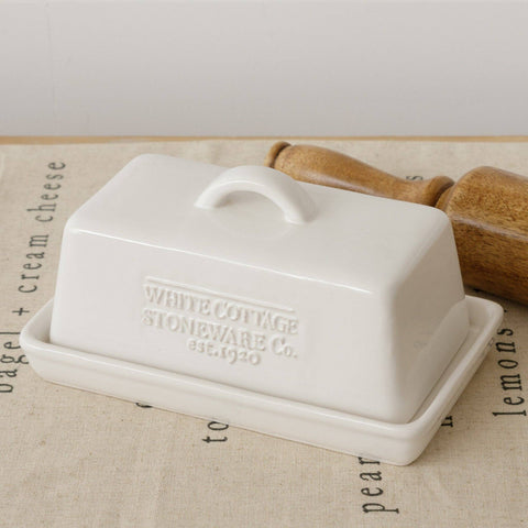 White Cottage Ceramic Butter Dish (Audrey's)
