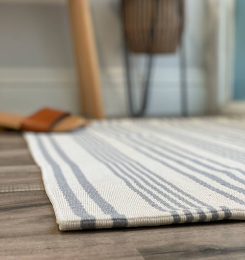 Cream and Grey Striped Accent Rug (Nickel Designs)