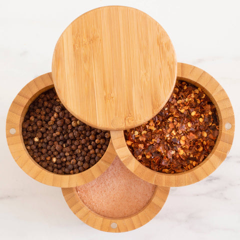 Triple Salt Box, 3-Tier Salt Cellar Storage Box (Totally Bamboo)