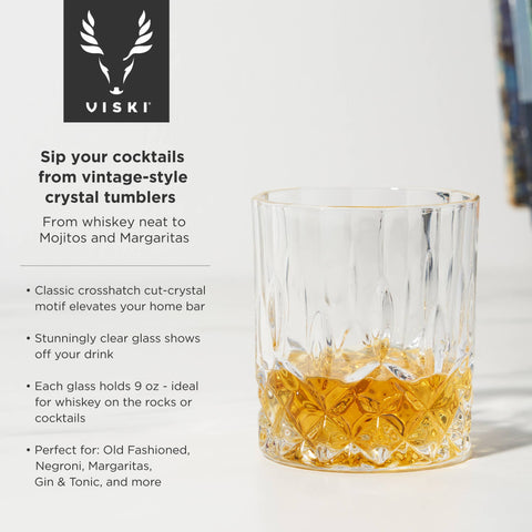 Admiral Stemless Crystal Lowball Tumblers - Set of 2 (Viski)
