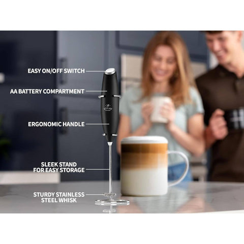 Milk Frother Pitcher Stencil Stirrer Set - Black (Zulay)