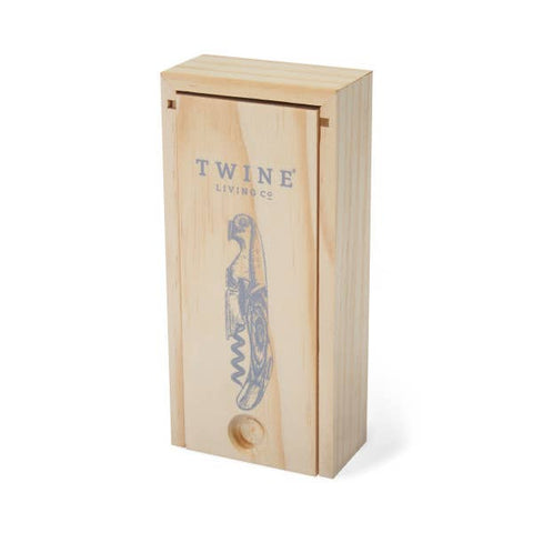 Rosewood Handle Double-Hinged Corkscrew w/ Wood Gift Box (Twine)