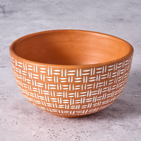 Lattice Lines Terracotta Bowl (Ten Thousand Villages)
