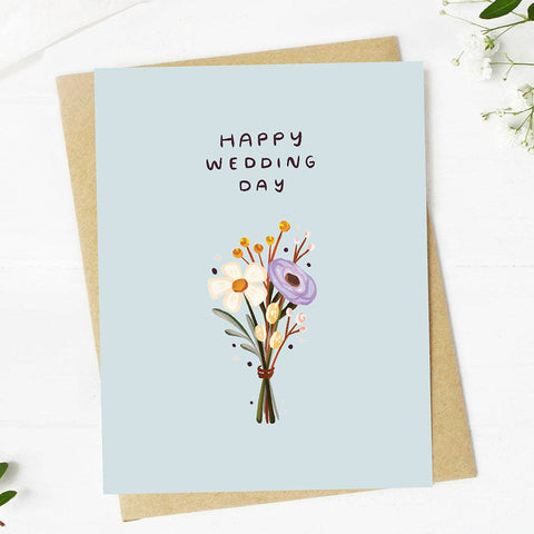 "Happy wedding day" Wedding Cute Bouquet Card (Big Moods)