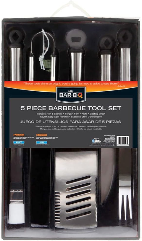 5pc Oval Handle Bbq Set (Mr. Bar-B-Q)