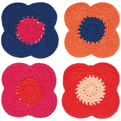 Poppy Crochet Coasters Set of 4 Assorted (Danica)