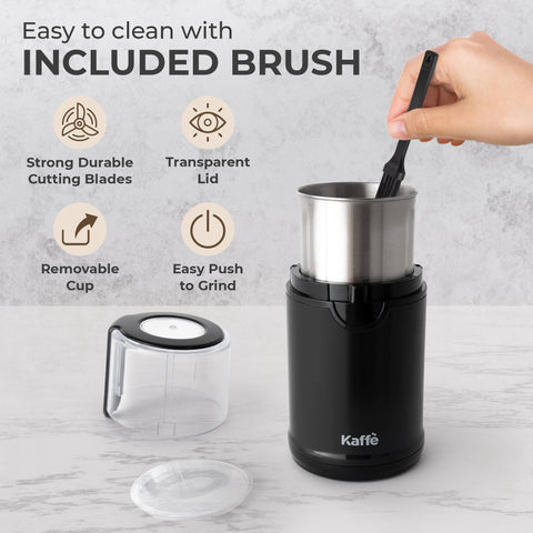 Electric Blade Coffee Grinder with Removable Cup (4.5 oz) – Black (Kaffe)