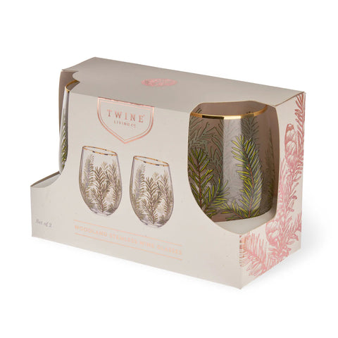 Woodland Stemless Wine Set Of 2 (Twine)