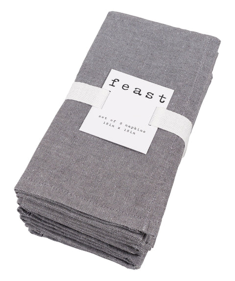 Chambray Napkins Dark Grey Set Of 8 (Kaf Home)