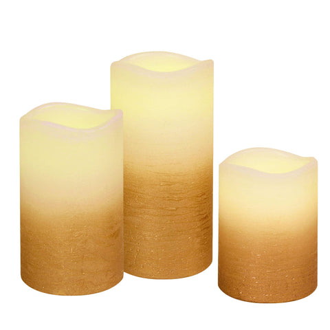 Battery Operated LED Wax Candles, Gold (Lumabase)