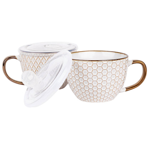 Kook Ceramic Soup Mugs with Lids (Kook)