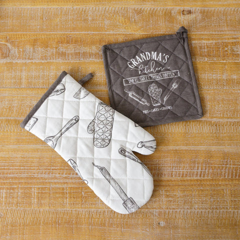 Oven Mitt And Pot Holder - Grandma's Kitchen (Audrey's)